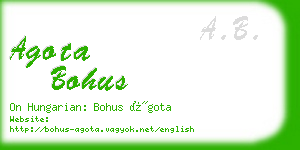 agota bohus business card
